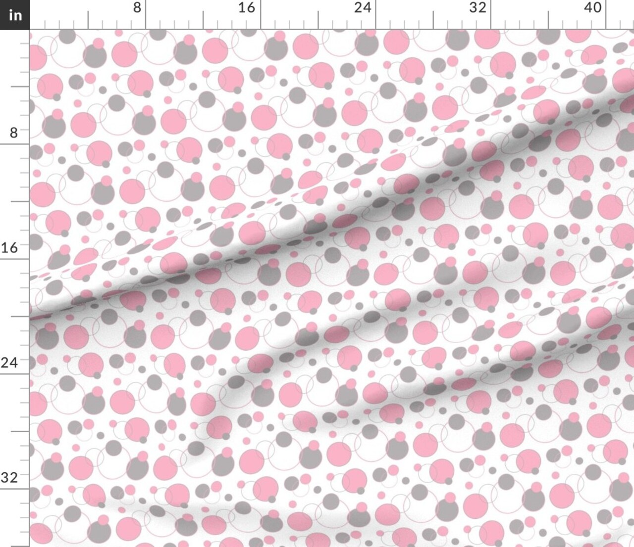 Various Fabrics by the Yard or Fat Quarter Pink Grey Gray Polka Dot Circle Geometric Girl Nursery Round Geo Custom Printed Fabric by Spoonflower